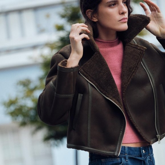 Zara DOUBLE SIDED SHORT JACKET - Brown - Picture 1 of 11